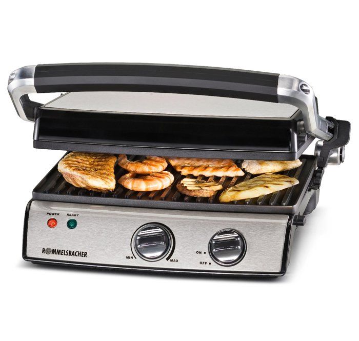 Grill électrique (dessus de table) - Rommelsbacher KG 2020 - Plaques anti-adhésives bidirectionnelles - Amovibles - Grill de contact