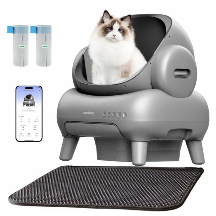 Litière automatique - NEAKASA M1 - Grands chats - Grande ouverture - Gris