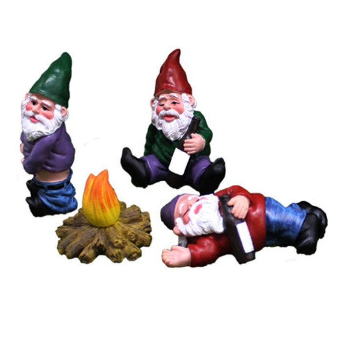Priksia Lot de 2 nains de jardin amusants pour l'extérieur - Statues de