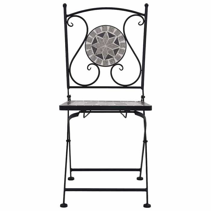 SWEETY Chaises de bistrot mosaïque 2 pcs Gris - anticorrosion - 23.9kg CJ3100