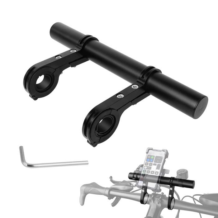 Support Extension de Guidon en Aluminium Support Guidon Lampe de Vélo Extenseur Téléphone GPS Compteur Extension pour VTT