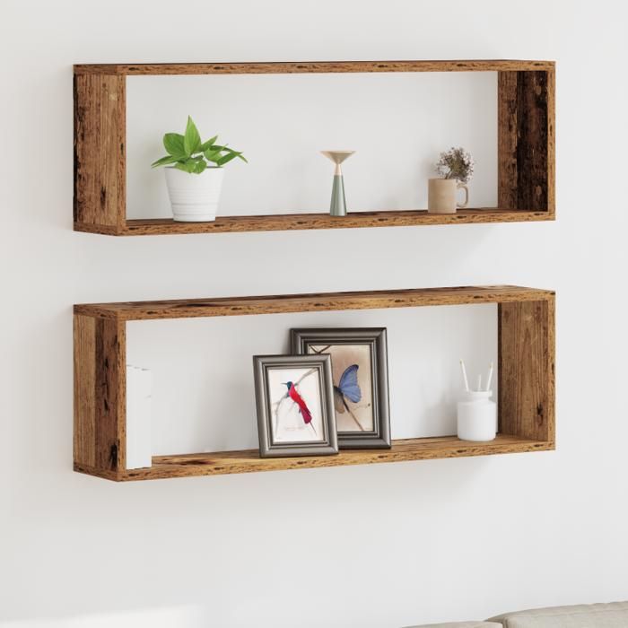 Étagères murales - 2 pcs - Bois ancien - 80x15x26 cm - Capacité 60 kg
