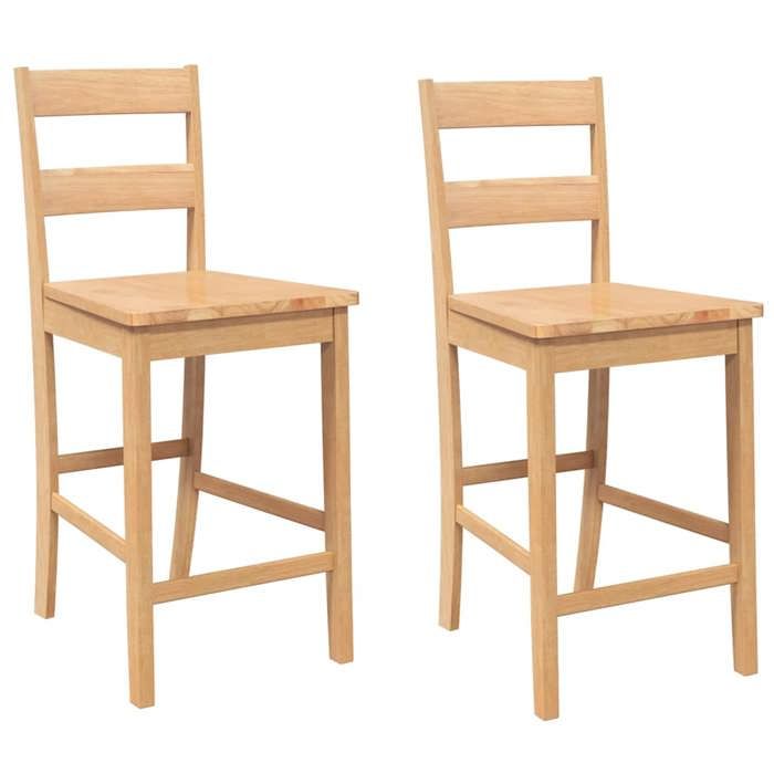 SARA* NEW Tabouret de pub/siège comptoir/ Tabourets Haut Bar - KENNETH - Lot de 2 - naturel bois massif dhévéa 15.8 Kg CL1356