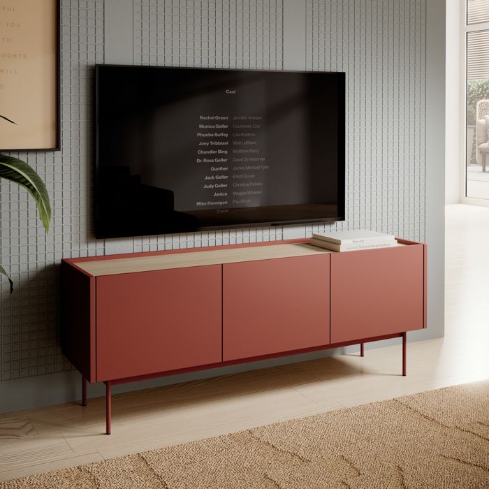 Meuble TV Komodee KELOWNA RTV1 Système de fermeture silencieuse des façades Rouge Rouge 37 x 144 x 55 cm Meuble TV Komodee KELOWNA RTV1 Système de fermeture silencieuse des façades Rouge Rouge 37 x 144 x 55 cm