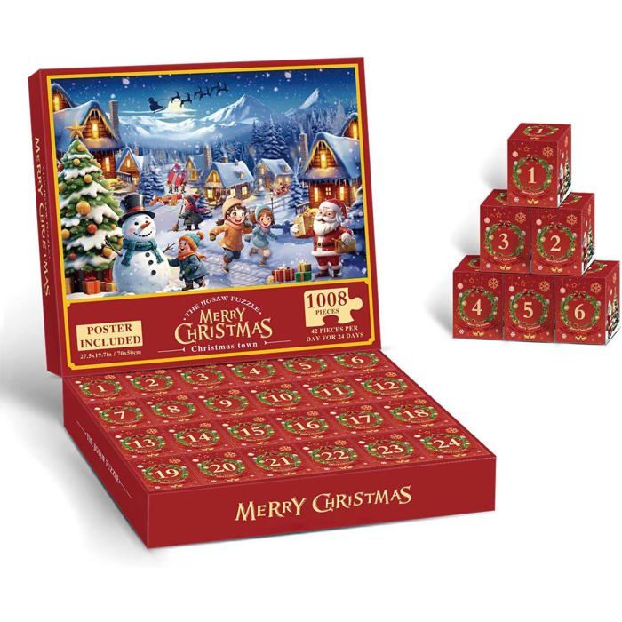Puzzle Calendrier de l'Avent - Village Noël - 1000 pièces - Puzzle