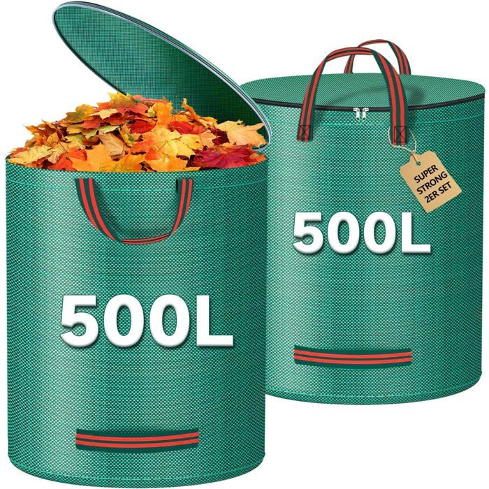 Gecosac Sac Jardin Déchets Verts 500L Autoportant Résistant Avec 3 Poignées