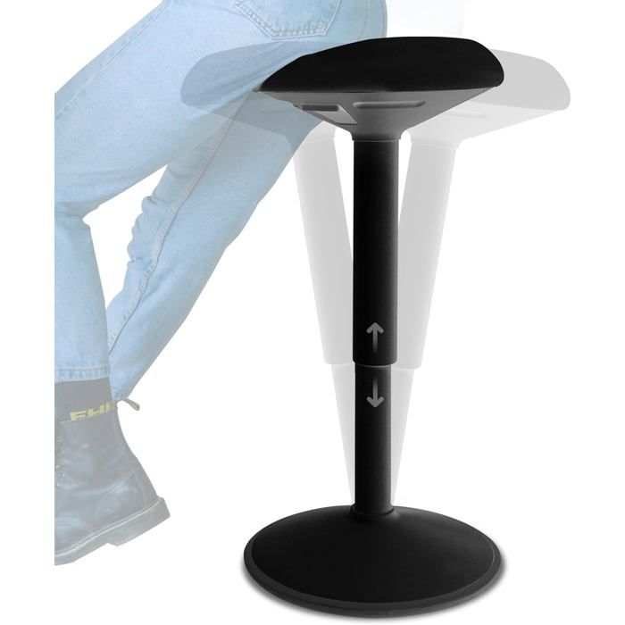 Backerz Tabouret Ergonomique Réglable 55-80 cm - Siège Actif Compact Noir Mat