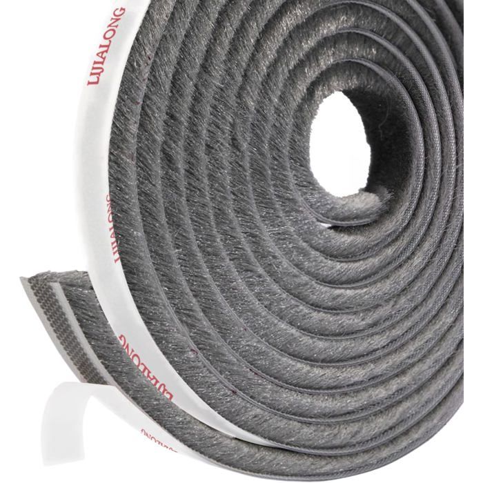 Joint détanchéité pour fenêtres et portes 5 m (L) x 9 mm (l) x 9 mm (É) bande adhésive à brosse pour portes coulissantes (gris)