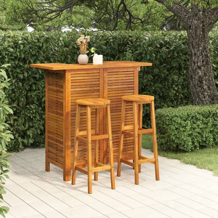 Ensemble de bar de jardin en bois - vidaXL - Bois dacacia massif - 110x50x105 cm - 2 étagères Ensemble de bar de jardin en bois - vidaXL - Bois dacacia massif - 110x50x105 cm - 2 étagères