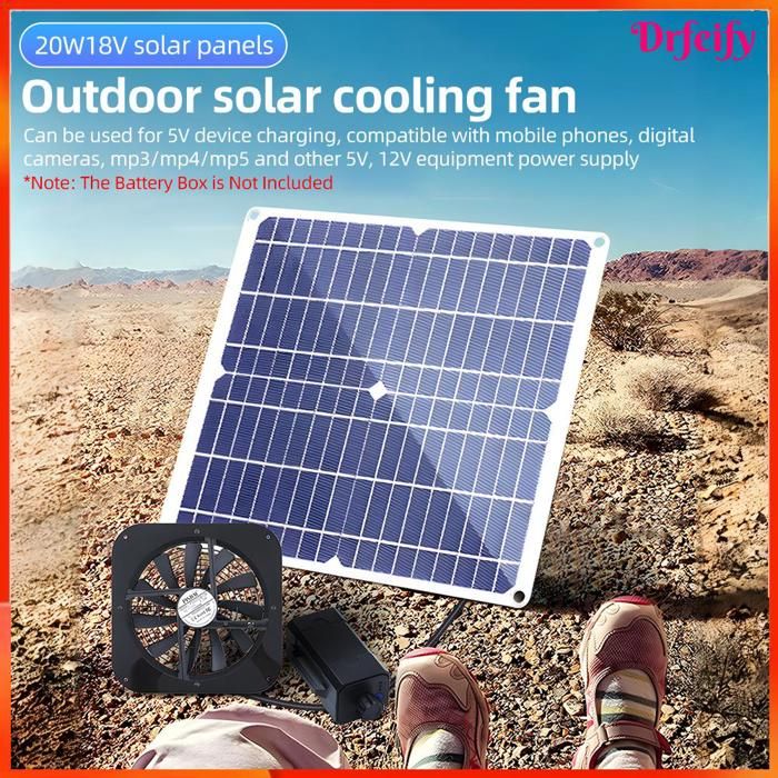 Ventilateur solaire - AKOZON - 10 pouces - Moteur 18V CC - 3 200 tr/min - Rendement 215% - Akozon