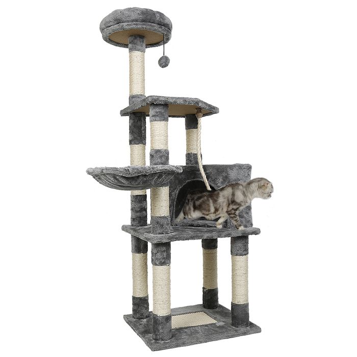 KEDIA Arbre à ChatGris48 x 40 x 135 cmFacile à Nettoyerpeu EncombrantCapacité de Charge élevéeTour à Chat pour Chats