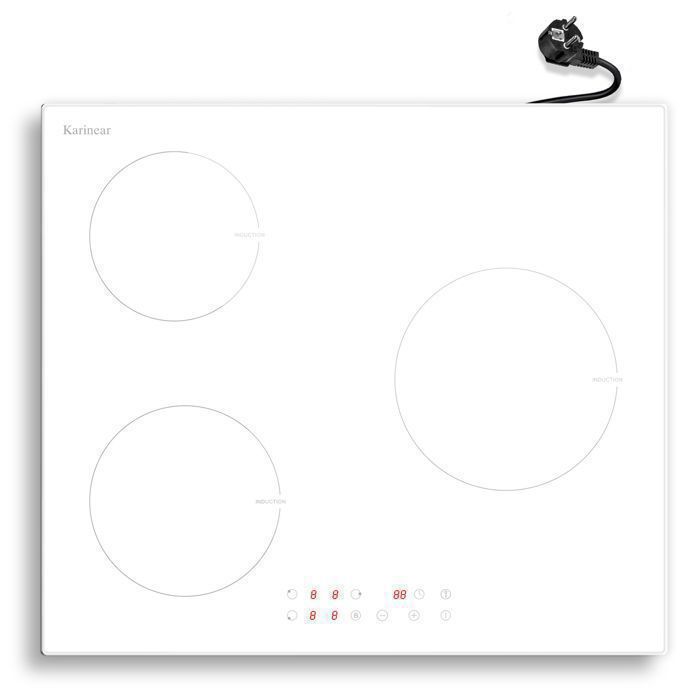 Plaque Induction Blanche 3 Feux avec Prise y Booster, 3500W
