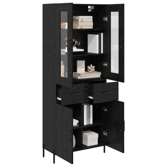 Vaisselier de cuisine - Noir - Haut Armoire - SWEETY - avec rangement - Chêne noir 69 5x34x180cm - Bois dingénierie LH8001479