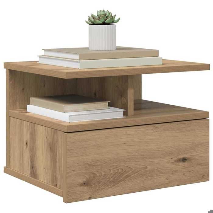 Ensemble de 2 armoires de chevet Modernes Table de nuit flottante - NGM - Dessus robust - Chêne artisanal 40x31x28cm 127323
