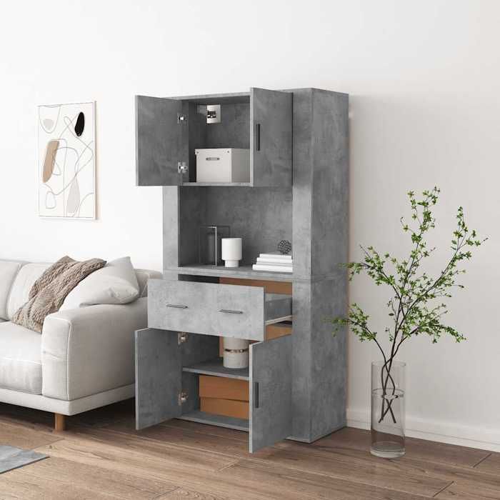 Bahut/Commode couloir - Gris SWEETY Buffet haut - pour Rangement - Gris béton - bois dingénierie CL66698495591