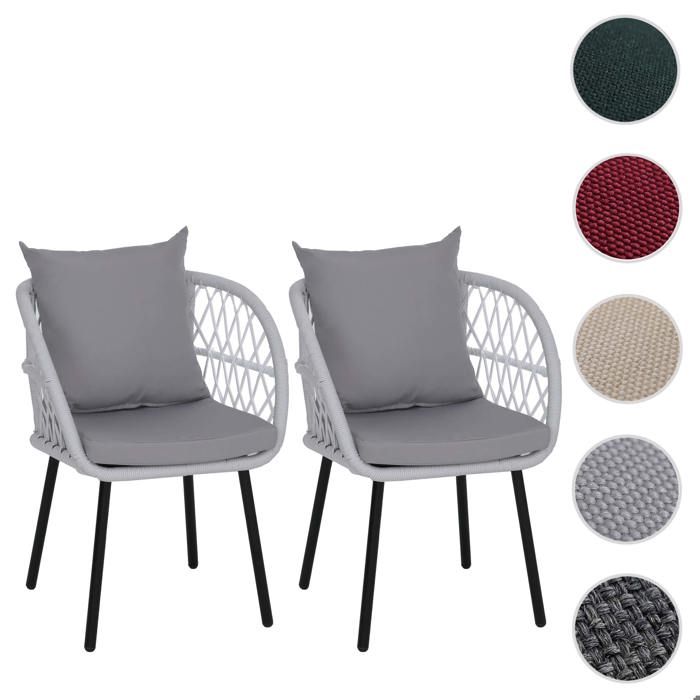 Lot de 2 chaises de jardin HWC-Q38 Structure noire rembourrage gris clairs Lot de 2 chaises de jardin HWC-Q38 Structure noire rembourrage gris clairs