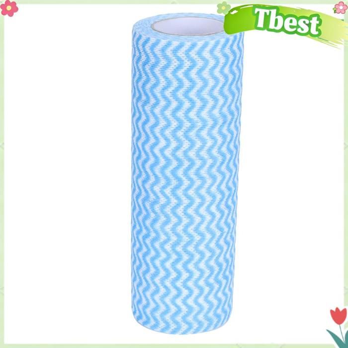 Tbest Serviettes à vaisselle Chiffon jetable en tissu non tissé torchon de lavage chiffon de droguerie serpillere Bleue