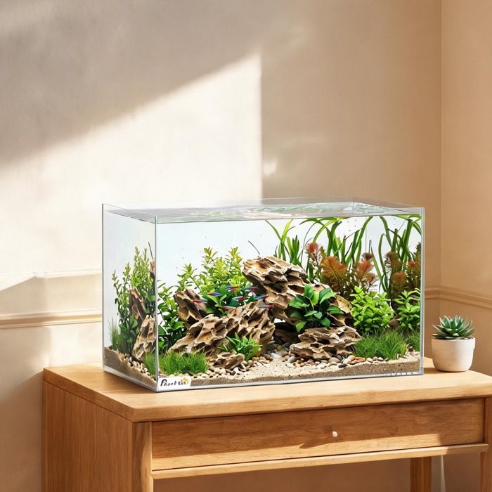 Aquarium nu 43L pour poissons et crevettes - Verre trempé 5 mm avec tapis protecteur - 50x30x30 cm