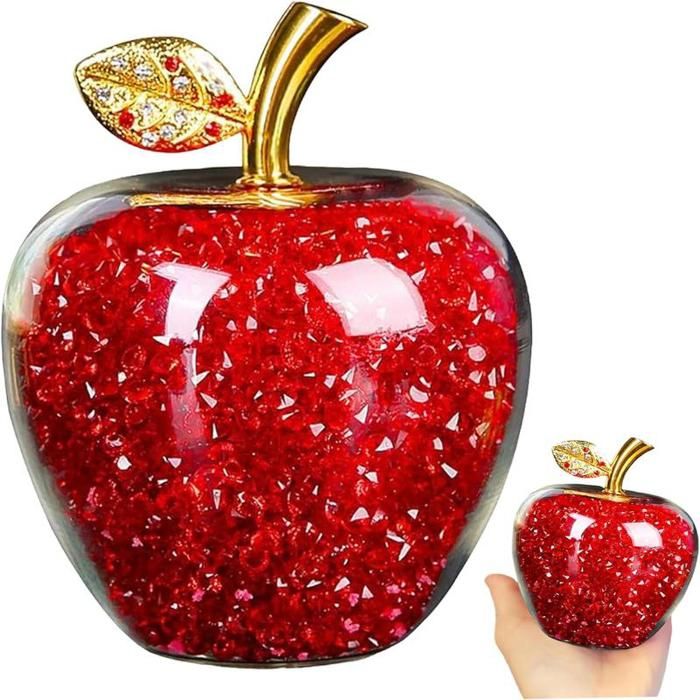 Fruit en verre pomme artificielle en cristal remplie de faux diamants figurine de collection objet dart et dartisanat