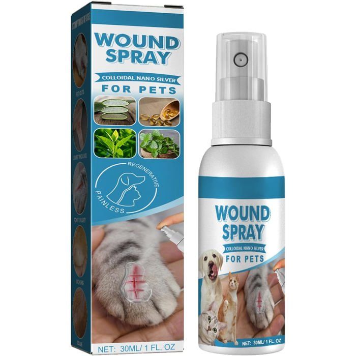 Spray de Guérison pour Animaux Pansement Liquide Transparent Imperméable pour Chiens et Chats Spray de Guérison des Plaies 30ML 1PC