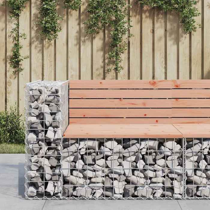 Banc jardin design de gabion - charge maximale : 110 kg - 92x71x655 cm bois massif de douglas LL7633