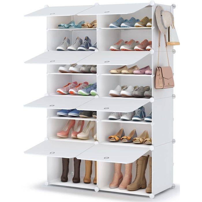Meuble Chaussure 7 ux Rangement Chaussure 28 Paires Etagere Chaussure Blanc Large Large MEUBLE A CHAUSSURES