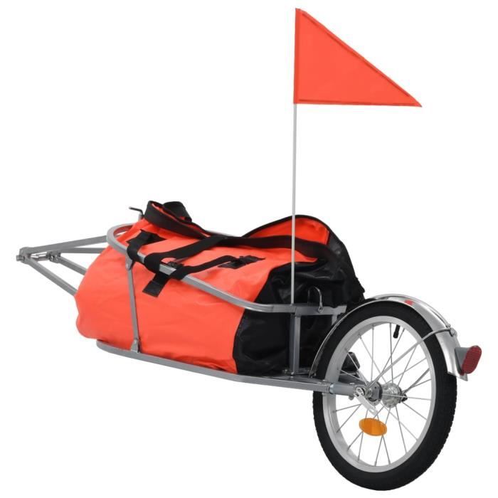LIA Remorque à bagages pour vélo avec sac Orange et noir