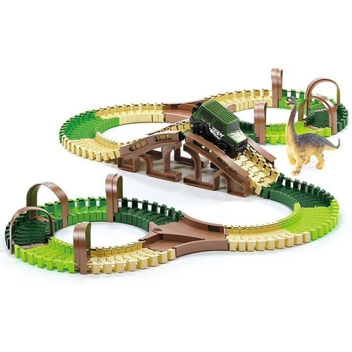 Circuit Course Voiture Flexible 4,5 m 6 Voitures 1/64 - Piste Portable Double Voie Rampes - Jouet Enfants dès 3 Ans - Jeux - Jouets