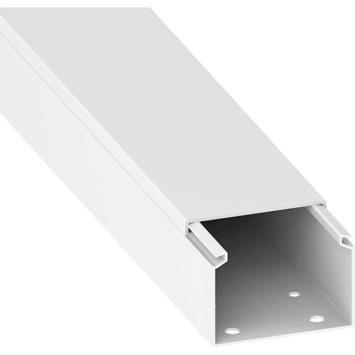 Conduit Câble PVC Blanc - 40x60mm, Longueur 1m, Avec Trous De Fixation