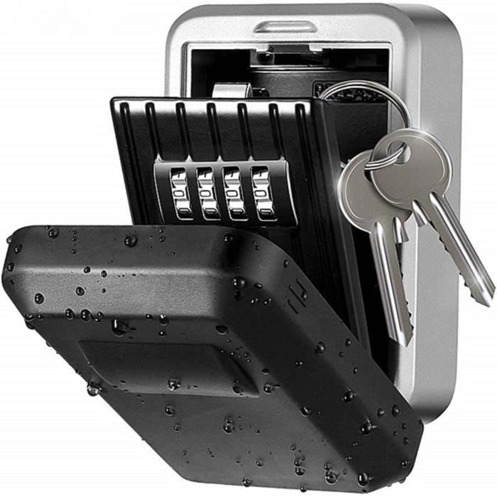 Boite a clefs securisee Exterieur avec Code à 4 Chiffres Réinitialisable,  Murale boîte à clés étanche