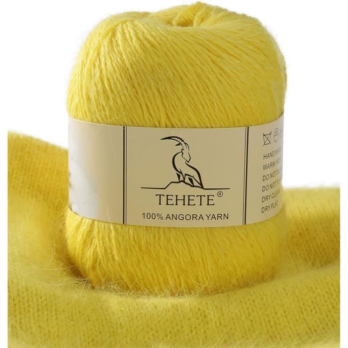TEHETE 100% Angora Fil de Laine à Tricoter, Pelote de Laine à Crochet
