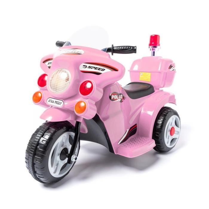Moto de police ATAA Peggy 6v Rose - Moto électique pour enfant avec batterie rechargeable