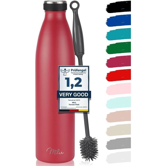 Gourde Isotherme Itenga En Inox - 500 Ml Ou 750 Ml - Avec Tasse - Thermos Neuve - Argentée