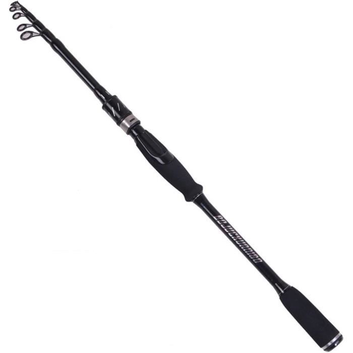Canne à Pêche Télescopique Pliable – Carbone – Pour Mer (côte) Ou Eau Douce – Taille Au Choix