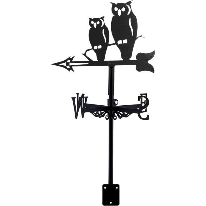 Girouette Hibou En Acier Inoxydable - 30x50 Cm - Décoration De Jardin Rétro Et Fonctionnelle - Indique La Direction Du Vent