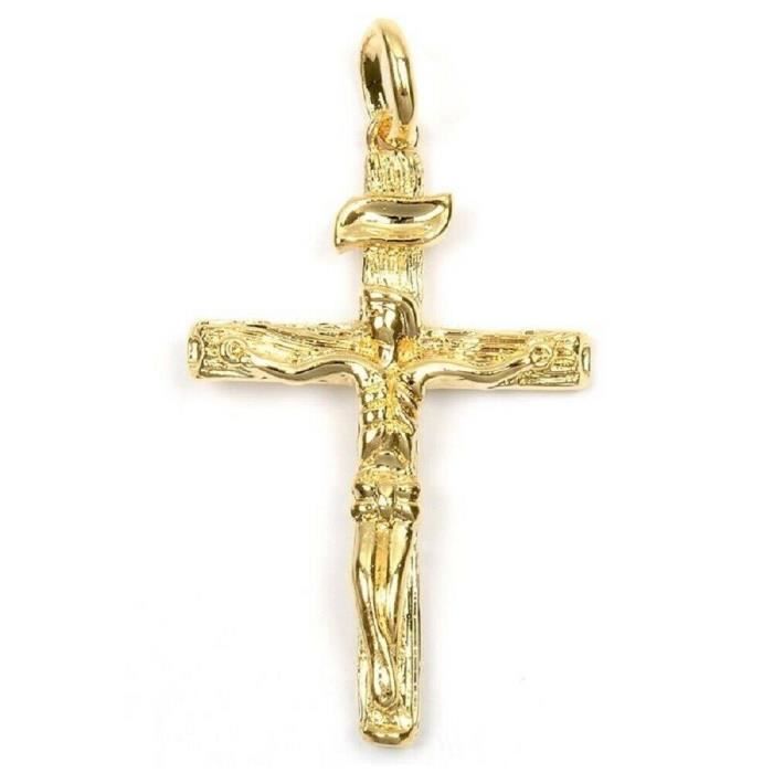 pendentif "croix avec christ"plaqué or 750/000 garanti