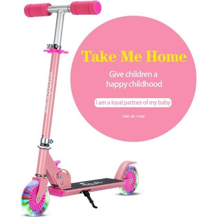 Trotinette Enfant 2 Roues Hauteur Reglable Patinette Pliant Led Lumiere Cadeaux Festival Anniversaire Vacances Saint Valentin Rose Cdiscount Auto