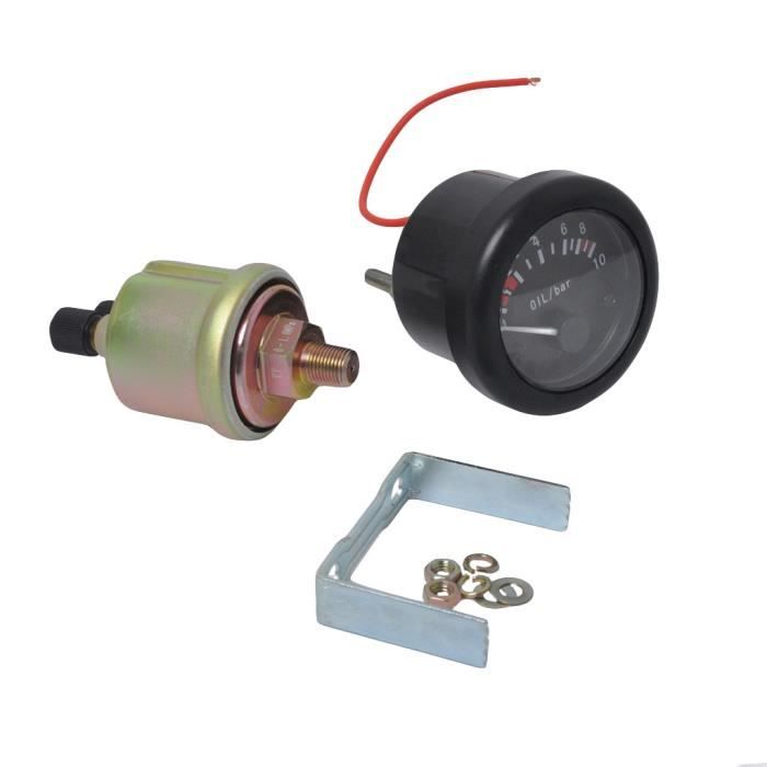 52mm 2/" Manomètre d/'Huile 0-10 Bar Jauge de Pression Avec Capteur Npt1 8