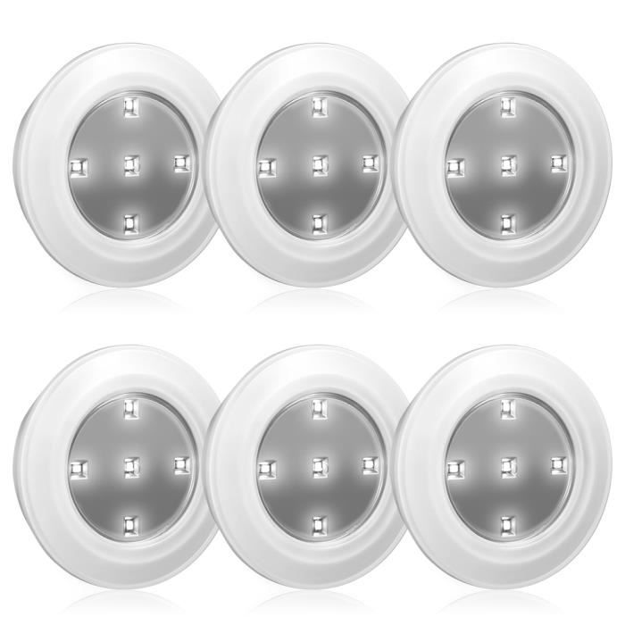 Lampes Spots LED Autocollants à Piles 6pcs piles cliquez sur 5-LED lampe  (lumière blanche) - Cdiscount Maison