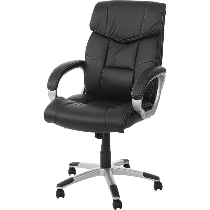 Fauteuil chaise de bureau sur roulettes pivotante hauteur reglable synthetique noir 04_0001802
