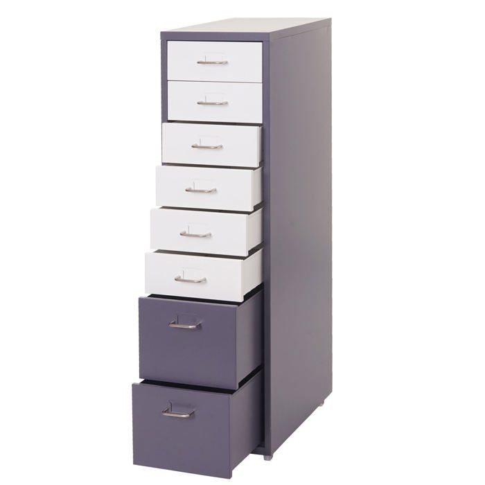 Caisson a tiroirs sur roulettes rangement bureau 8 tiroirs 110x28x41cm en acier gris fonce blanc noir gris fonce 04_0004359 Caisson a tiroirs sur roulettes rangement bureau 8 tiroirs 110x28x41cm en acier gris fonce blanc noir gris fonce 04_0004359