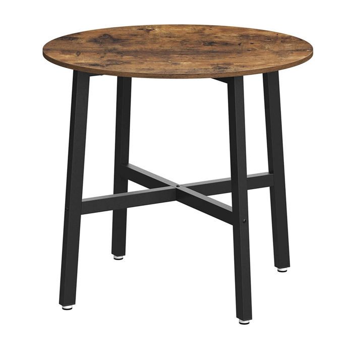 table a manger table de cuisine ronde pour salon bureau 80 x 75 cm (diametre x hauteur) style industriel marron rustique