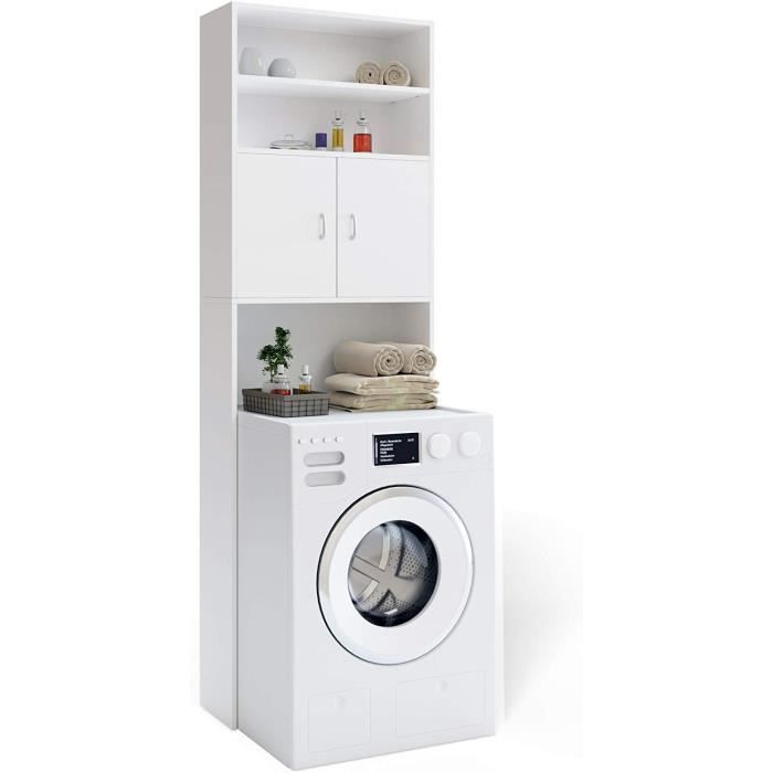 Colonne Meuble Rangement Salle De Bain Blanc – 17x15x78 Cm – Étagère Étroite Multifonction