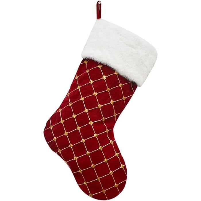 Bas De Noël Grands Motifs Père Noël, Bonhomme De Neige, Renne - Déco Cheminée, Arbre, Cadeaux, 48 Cm - 9