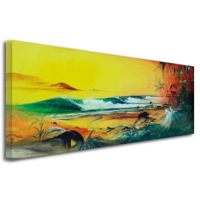 Tableau Déco Surf Rémi Bertoche 120x50 Cm - Toile Imprimée HD, Châssis Bois Pin, Fabrication Française