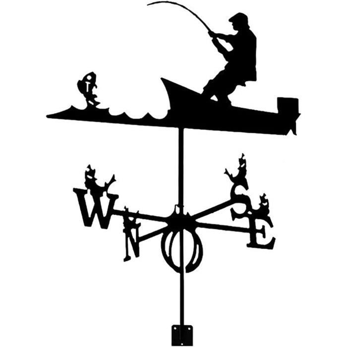 Bateau Girouette Métal Acier Inoxydable Girouette Rétro Girouette Vent Direction Indicateur Jardin Patio Cour Ornement Décoration Girouette (Warship