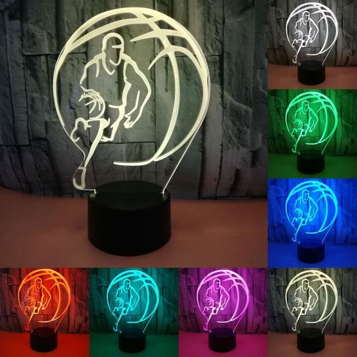 Lampe de nuit 3D pour les personnes âgées 7 couleurs changeantes Led Lampe  de bureau Écran acrylique Base ABS Chargeur USB Décoration de la maison  Jouet Cadeau d'anniversaire pour enfants : 