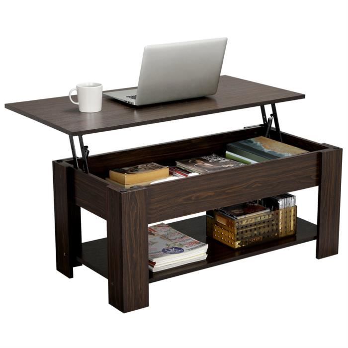 Yaheetech Table de Basse Relevable avec Plateau relevable, Table de Salon Fonctionnelle, Table