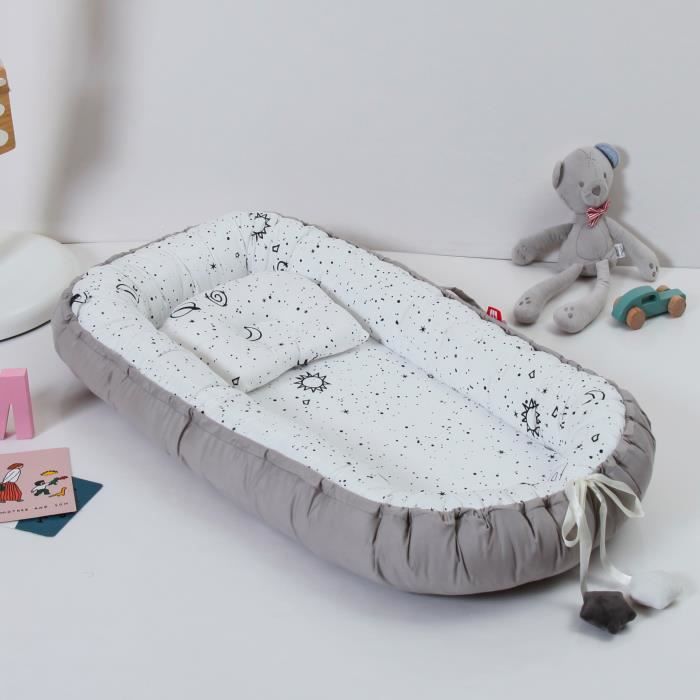 Reducteur De Lit Bebe 90x50cm Nouveau Ne 100 Coton Baby Nest Medi Partners Planete Grise Cdiscount Pret A Porter