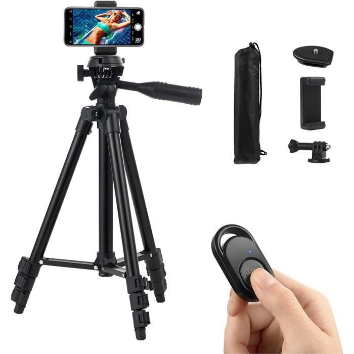 Hitchy Trepied Smartphone, Trepied iPhone 42 inch 106cm Aluminium Léger, Trepied Appareil Photo pour iPhone-Smartphone-Caméra av,76